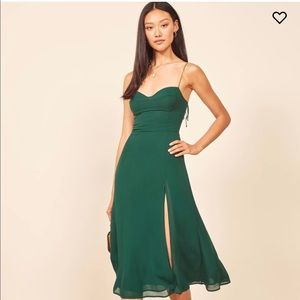 Midi length emerald dress by Reformation